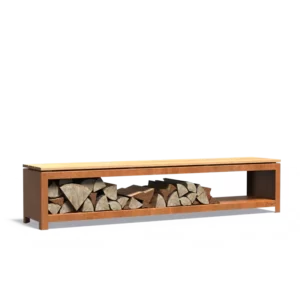 Stojak na drewno LOGG SEAT CORTEN 1200x400x424