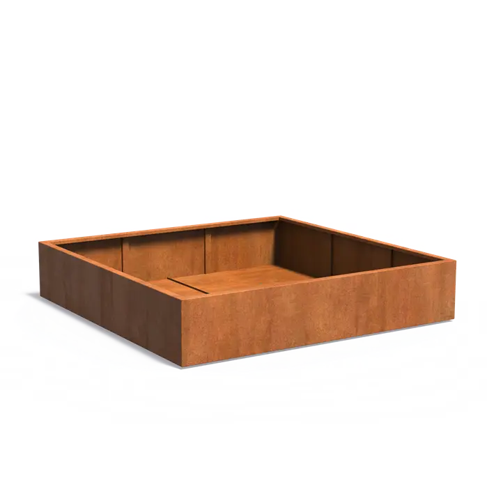 Donica CAREZZ z dnem CORTEN 2000x2000x400