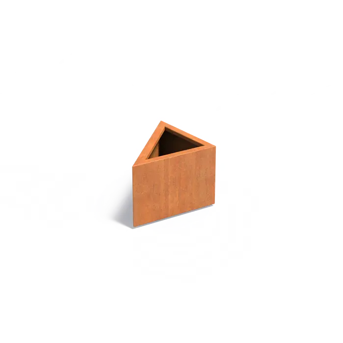Donica TRIANGLE z dnem CORTEN 600x600x400