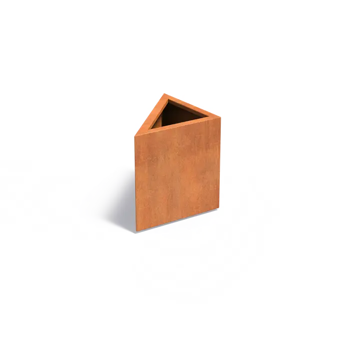 Donica TRIANGLE z dnem CORTEN 600x600x600