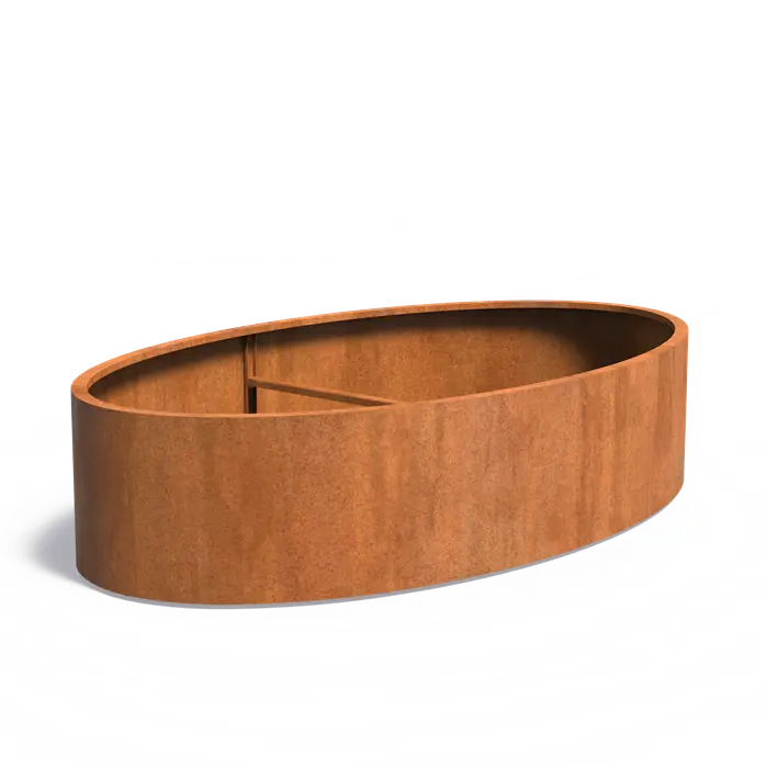 Donica ELLIPSE z dnem CORTEN 2800x1600x600