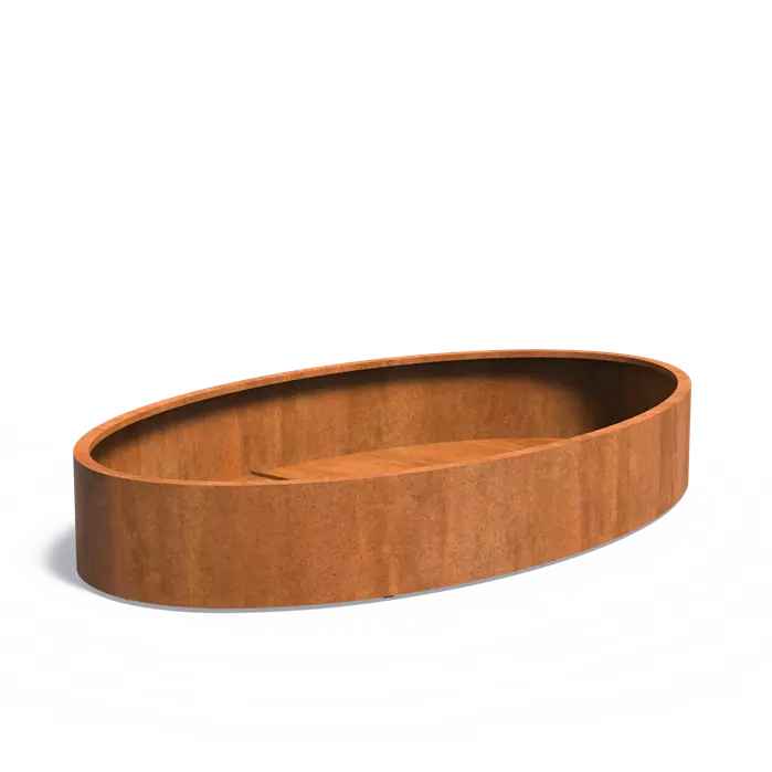 Donica ELLIPSE z dnem CORTEN 2800x1600x400