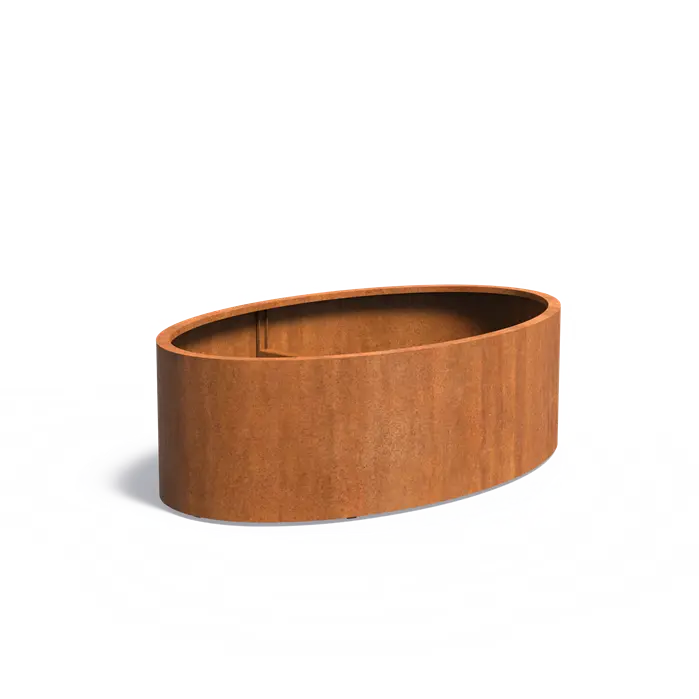 Donica ELLIPSE z dnem CORTEN 2000x1200x600