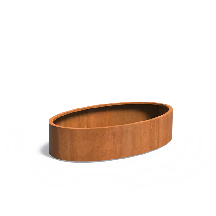 Donica ELLIPSE z dnem CORTEN 2000x1200x400